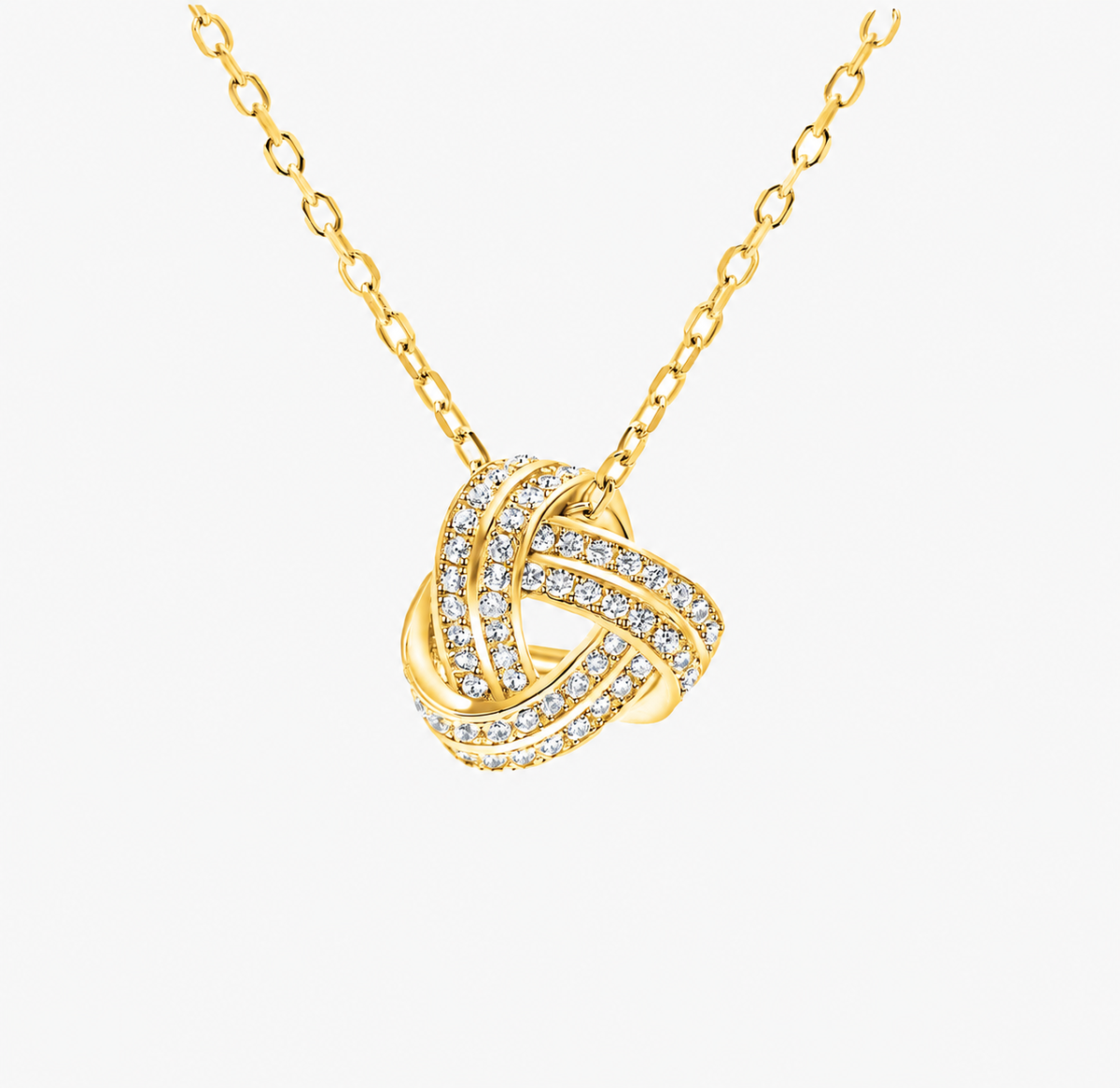 Gold love knot pendant on a fine cable chain