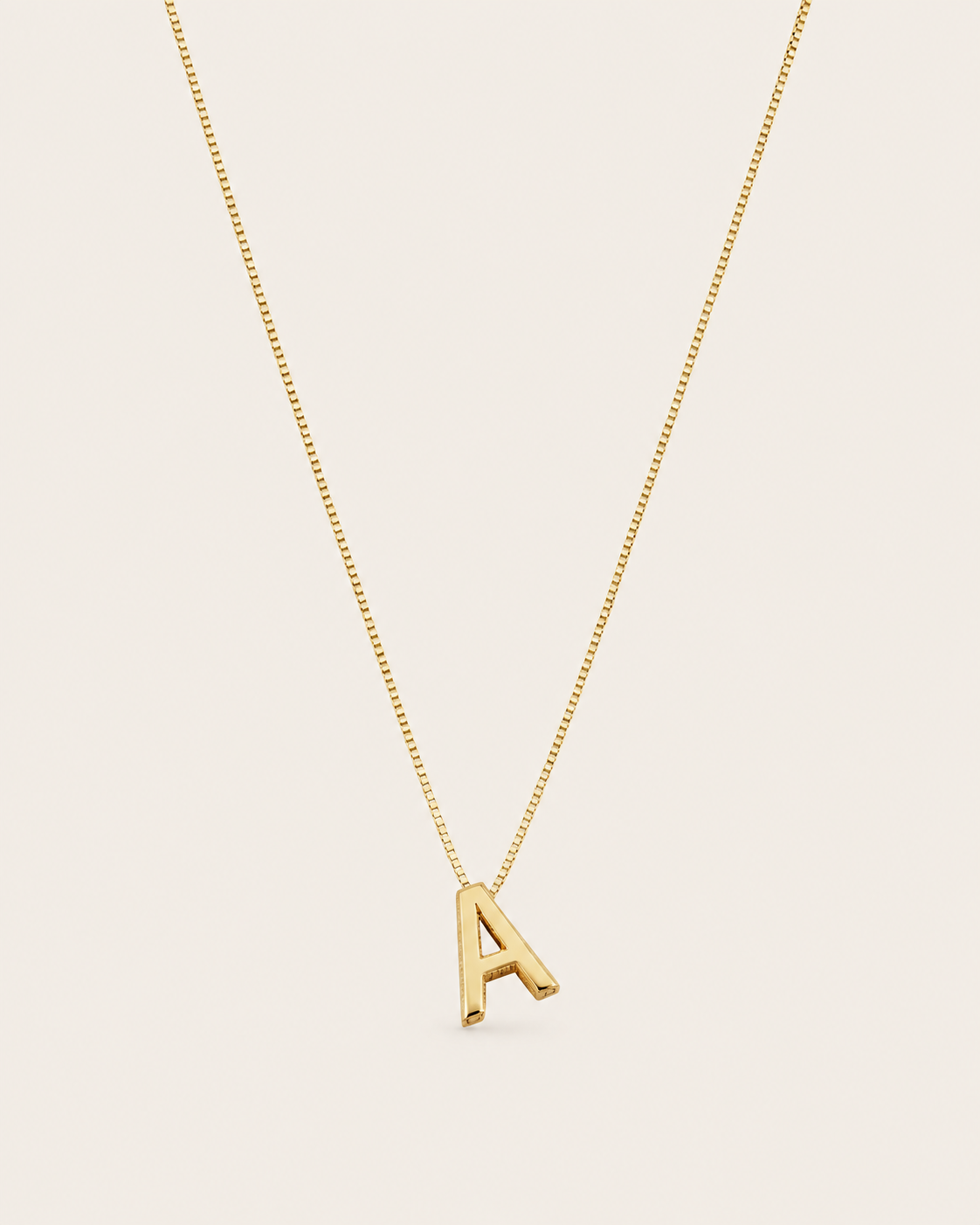 Gold personalised initial necklace with letter A pendant